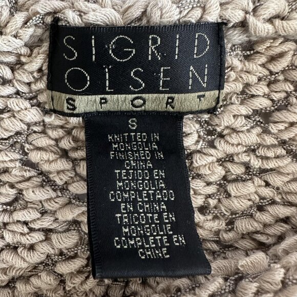 Sigrid Olsen Sport Chunky Knit Sweater Womens S Beige Textured Casual Grannycore - Picture 4 of 9